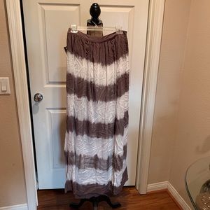 Dark taupe and white striped long maxi with slit